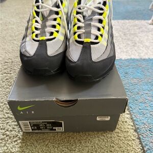 Nike  Gray and Neon Yellow Lace-Up Athletic Sneakers